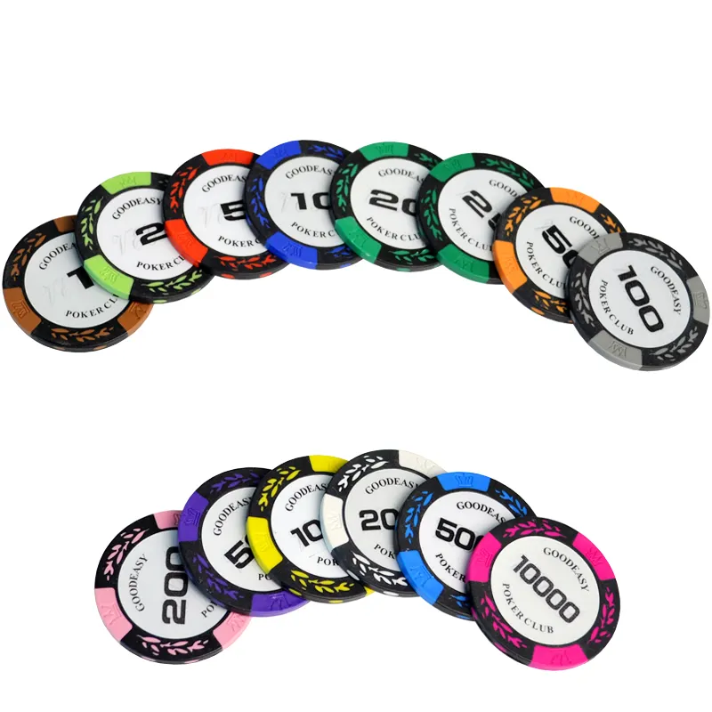 Oro Adesivo Personalizzato Bingo Hold'em Fortunato Tangeri Cinese Personalizzabile Magnetico Argilla Poker Chips In Alluminio Set di Fabbrica