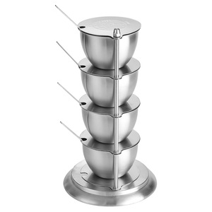 Stainless Steel Condiment Container Set 3 4 5 Layer Stackable With Lid For Kitchen Spice Storage - Product Image 3