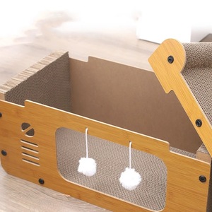 Casa para Gatos Grande de Cartón Corrugado con Rascador Integrado, Cueva para Gatos, Cama Escondida, Mueble para Mascotas de Interior - Product Image 4
