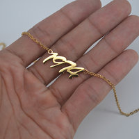 Collier personnalisé en argent Sterling 100% pur 925 plaqué or 14k, pendentif année de naissance, plaque de nom