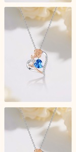 Collar de Plata de Ley S925 con Corazón y Circonita Rosa, Colgante Romántico de Dos Tonos, Joyería de Plata Versátil para Clavícula, Regalo para Mujer - Product Image 6