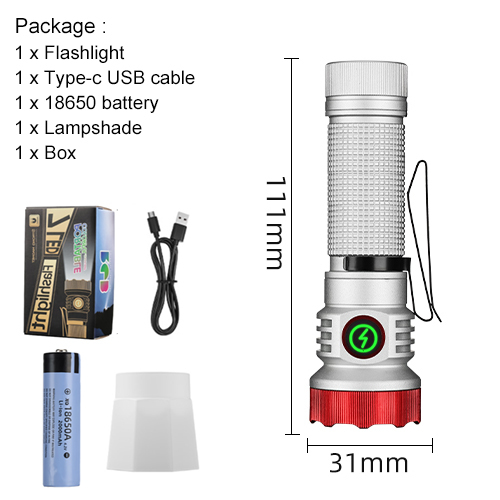 argent (+ batterie 18650)