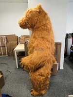 Costume de mascotte d'ours polaire gonflable en peluche dansant en fourrure, costume adulte de personnage de dessin animé pour la fête, vente en gros