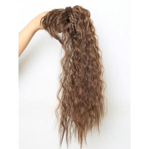 Serre-tête double tressé pour femme, 45 cm, 130 g, cheveux synthétiques bouclés de haute qualité, usage quotidien, style européen - Product Image 3