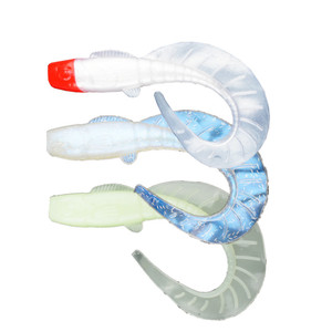 Cebo grande de gusano de cola rizada en forma de abanico de 11cm y 13G, gusano de PVC suave para pesca de lubina Bluegill - Product Image 2