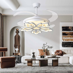 Ventilateurs de plafond LED modernes en fer, haute luminosité, gradation tricolore, moteur CC, 5 pales, fabricant de Zhongshan, lumière de forme spéciale - Product Image 3