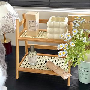 Double Layer <b>Desktop</b> Storage Rack Wooden Organizer For Home Office Use Rectangle Standing Type Multipurpose - Product Image 3