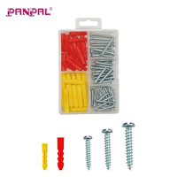 Kit de vis et chevilles de fixation 68 pièces avec boîte de rangement, vis à tête cylindrique zinguées, chevilles murales rouges et jaunes, outils à main – Vente directe fabricant