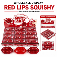 Jouet souple Southpeak Red Lips Squishy Toy, toucher doux, anti-stress, cadeau, variantes translucides rouge et rose pailleté, vente en gros et emballage de détail