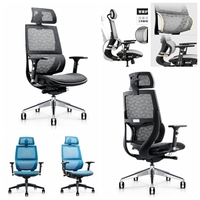 Chaise de bureau ergonomique au design moderne avec appuie-tête réglable en maille et tissu pour cadres.
