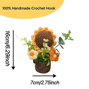 Bouquet di Girasoli Lavorato a Mano all'Uncinetto, Pianta in Vaso Creativa, Mini Decorazioni Carine <span class=keywords><strong>per</strong></span> Casa e Scrivania, <span class=keywords><strong>Regali</strong></span> <span class=keywords><strong>per</strong></span> Innamorati - Product Image 2