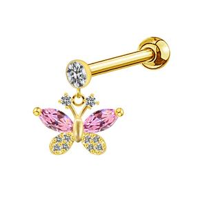 <span class=keywords><strong>Gaby</strong></span>-pendientes de cartílago con diseño de corona de mariposa, joyería para piercing de superficie con extremo de bola, novedad, venta al por mayor - Product Image 3