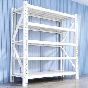 ชั้นวางของซานเจียน 6 ชั้น แบบตั้งพื้น น้ำหนักเบา สำหรับโรงรถ โครงสร้างแบบคานสี่เหลี่ยม ความหนาของเสา 0.4 มม. ความหนาของแผ่นเหล็ก 0.3 มม. - Product Image 1