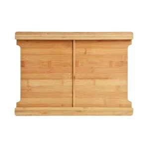 Planche à découper en bambou avec plateau en acier inoxydable pour la cuisine. Convient aux fruits, légumes, steaks à la occidentale - Product Image 3