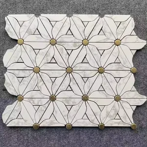 Каменная мозаичная плитка для кухни и ванной комнаты, черно-белая мозаичная плитка смешанного цвета