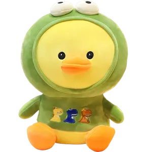 Cute children's ducklings soothe pillow cartoon little yellow duck turned dinosaur plush toy doll machine wholesale