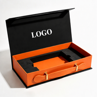 Boîte cadeau magnétique de luxe bicolore avec poignée en PU, insert en EVA, boîte rigide à rabat imprimée, logo personnalisé, boîte cadeau d'entreprise