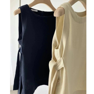 Débardeur d'été pour femme, col rond, design à nouer sur le côté, sans manches, tendance - Product Image 2