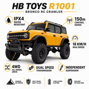 Super Hobby <span class=keywords><strong>Bronco</strong></span>, Modelo Todoterreno a Escala 1:10, 4WD, HB R1001, Camioneta RC Rock Crawler <span class=keywords><strong>4X4</strong></span> con Iluminación LED Avanzada y ESC RTR - Product Image 2