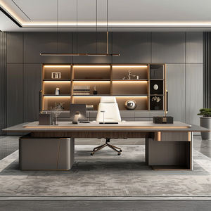 Bureau de direction moderne et luxueux avec armoire de rangement latérale, grand poste de travail pour les projets de bureau d'entreprise - Product Image 3