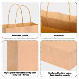 Brown Paper Gift <b>Bags</b> with Handles, Medium Size Kraft Paper <b>Bags</b> for Retail, Gift Wrapping, and Shopping - Product Image 2