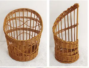 Factory Direct Customized Round Rectangular Rattan Woven Storage Basket Snack Tray Hand-woven Fruit Tray Bread Basket