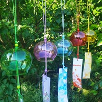 Cloches à vent suspendues en verre borosilicate soufflé à la main Edo, style japonais, vitrail, décoration de balcon, publicité commerciale