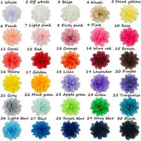 39 couleurs, patchs de fleurs en mousseline 3D, 5 cm, faits à la main, 2 pouces, décoration, tissu en maille pour fleurs DIY, pour bandeaux/broches/chaussures/robes