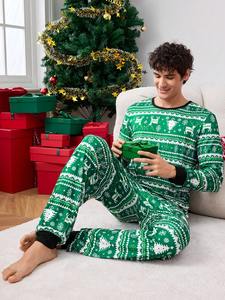 Pyjamas d'<span class=keywords><strong>hiver</strong></span> personnalisés pour la famille, style Noël, légers, à manches longues, pour hommes - Product Image 4