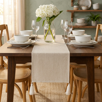 Chemin de table en coton et jute fabriqué à la main | Décor de table à manger bohème | Décoration de maison tissée durable