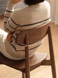 เก้าอี้รับประทานอาหารไม้เนื้อแข็งสีวอลนัทแบบนอร์ดิกเก้าอี้เดี่ยวสำหรับห้องครัวห้องเรียนที่บ้านห้องรับประทานอาหารห้องนั่งเล่น - Product Image 4