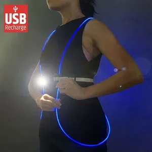 新型可充电多色发光二极管反光安全跑步背心发光反光发光二极管夜间运动跑步背心