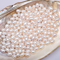 7/8*11mm demi-trou percé baroque riz perle d'eau douce culture bon lustre naturel blanc perle perles en vrac résultats de bijoux