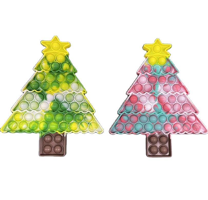 Custom Christmas Tree Fidget Reliver Stress Toys Rainbow Santa Claus Push Bubble Antistress Toys Adult Children Sensory Toys