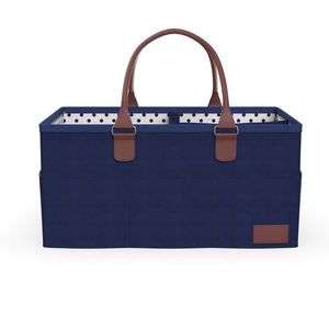 Venta al por mayor precio barato fieltro mamá pañal Caddy organizador hogar cesta fieltro bolsa <span class=keywords><strong>de</strong></span> almacenamiento Baby Shower bolsas con su propio logotipo - Product Image 2