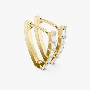 Pendientes de Aro de Oro Amarillo de 14K con Diamantes Cultivados en Laboratorio con Corte Baguette - Product Image 3