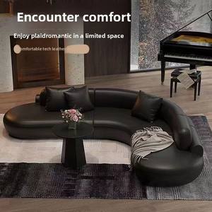 Canapé d'angle en L, une place, en PU et éponge, design minimaliste nordique italien, portable, pour salon, finition huilée - Product Image 4