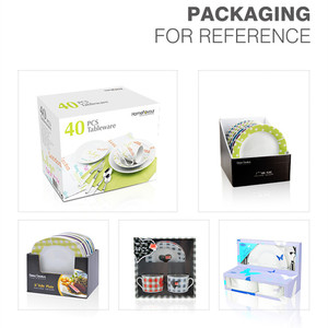 Đồ ăn trắng gốm đen dòng sứ vuông đặt bữa ăn tối - Product Image 6