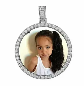 Pass diamond tester jewelry waterproof Custom Hip Hop Photo 925 Sterling Silver Iced Memory Moissanite Diamond Necklace Pendant