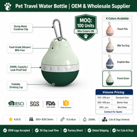 Bouteille d'eau portable pour chien de 200/400 ml avec mousqueton, gobelet de voyage anti-fuite pour animaux de compagnie pour la marche et la randonnée en plein air