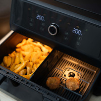 Friteuse à air double panier moderne 5,5+5,5L à commande par bouton, sans huile, sans fumée, multifonction, cuisson rapide, pour la maison - Meilleures ventes