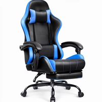 Chaise de jeu E-sports, dossier haut, inclinable, appui-tête, hauteur réglable, pivotante, en cuir, ergonomique, pour la maison/le bureau
