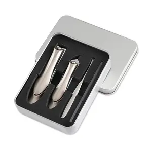 WELLFLYER MS-899 High Quality Anti-Splash Nail Clippers 4pcs Set Nail File Customizable Iron Box Gift Manicure Beauty Care Set