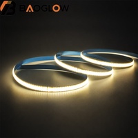Bande LED COB moderne 220V à double rangée 10mm pour PCB, 480D/M, 14W/M, découpable toutes les 10cm, haute luminosité uniforme 3000K 4000K 6000K