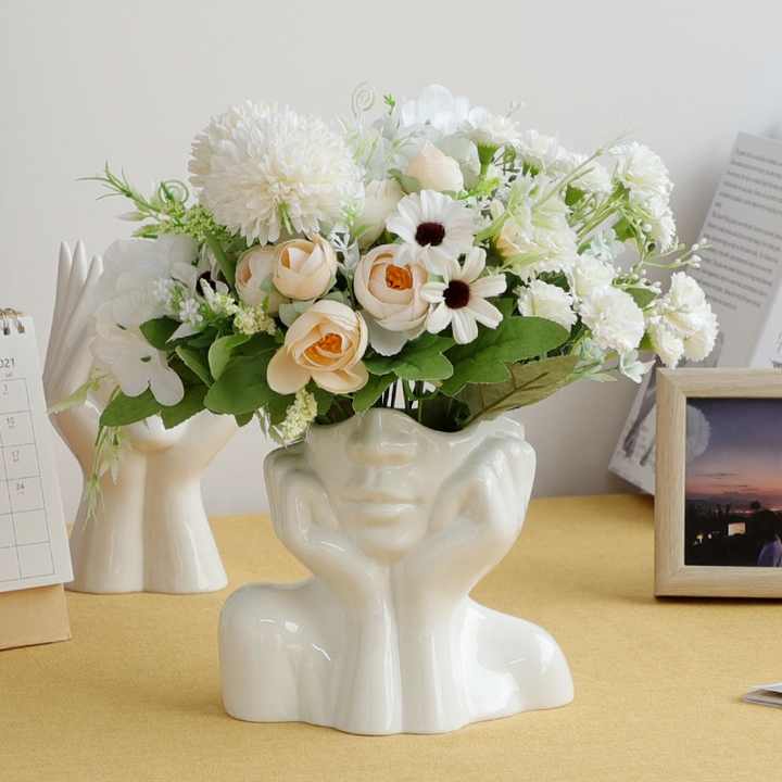 Jarrón de flores de cara humana abstracta, escultura de cerámica creativa  artística, maceta de flores de cabeza humana, accesorios de decoración para  el hogar, arreglo| Alibaba.com