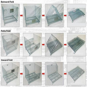 Fabrika sıcak satış çelik galvanizli istiflenebilir katlanır tel örgü depolama kafesi konteynerler - Product Image 6