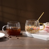 Personnalité forme de citrouille 400ml tasse à café en verre Vertical verre à boire de luxe avec poignée en or pour fleur thé lait