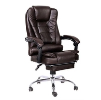 Chaises de bureau de direction ergonomiques confortables et luxueuses, pivotantes, en cuir PU, avec base en acier inoxydable, réglables