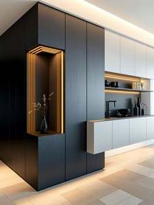 Venta caliente-Ventas directas del fabricante de gabinetes de comedor de madera maciza de alta calidad Gabinetes de sala de estar de lujo en negro y gris - Product Image 3