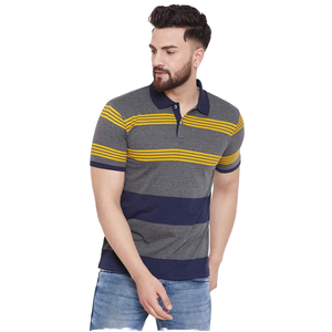 Polo de Algodón a Rayas para Hombre, Casual, Manga Corta, Transpirable, Tejido, para Golf, Corte Regular, Ropa de Verano, Venta al Por Mayor - Product Image 1